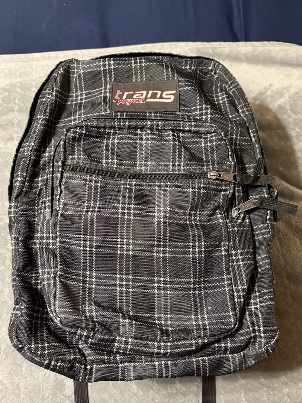 Jansport Black & White Plaid Trans Backpack
